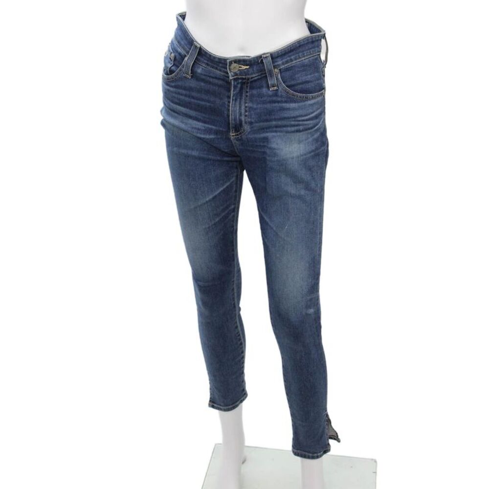 AG-ED Denim Womens Ankle Skinny Jeans Dark Blue High Rise Button Size 25